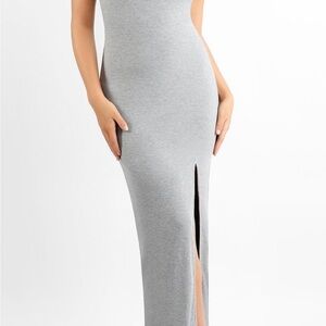 Shapewear Modal One Shoulder Front Slit Slimming Maxi Dress L-XL